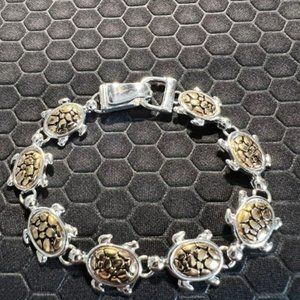 Turtle Bracelet Made of Silver and Gold 18K White Gold Plated